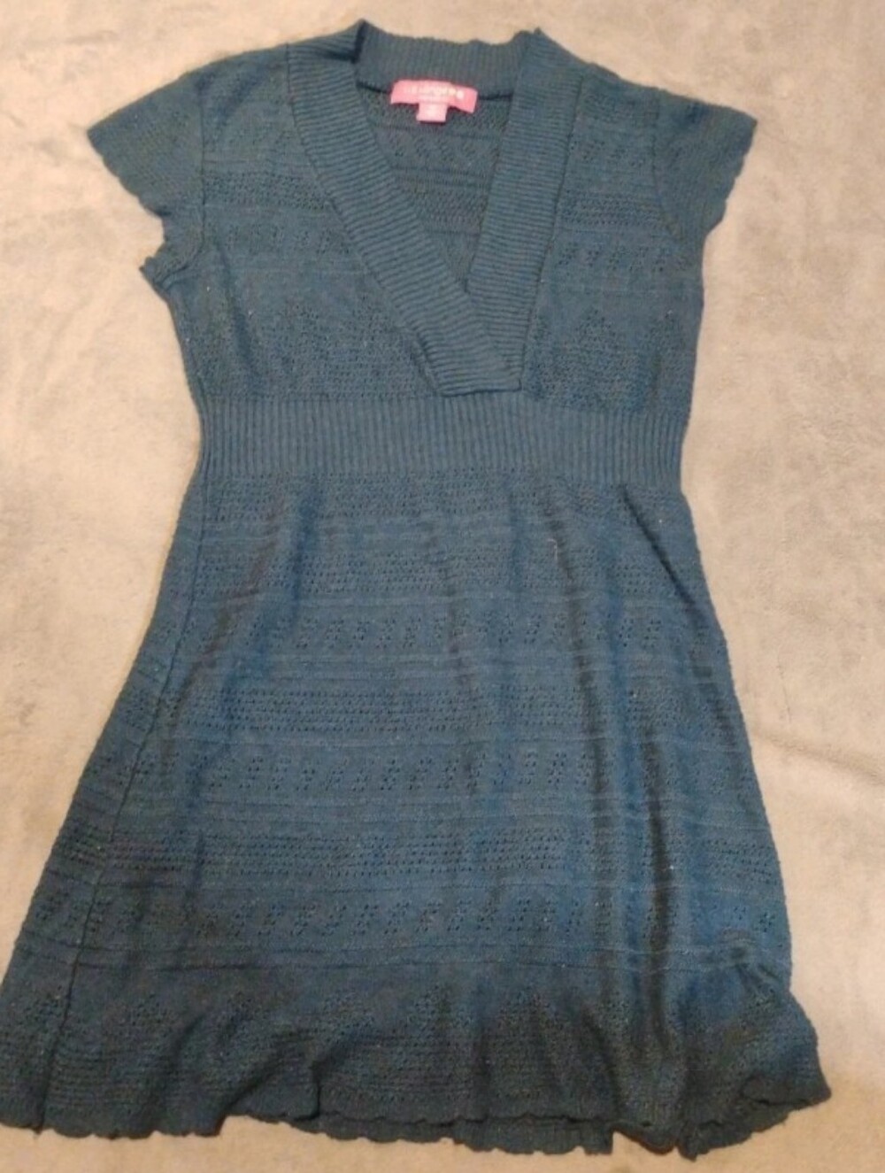 Liz Lange Maternity Teal Knit Short Sleeve Sweater Dress/Shirt - Medium